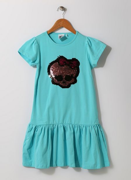 49,99 TL fiyatına Monster High Kız Çocuk Pullu Turkuaz Elbise