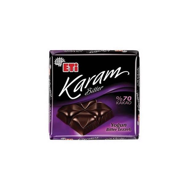 5,95 TL fiyatına Eti Karam Kakaolu Bitter Çikolata 80 Gr