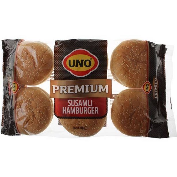 21,35 TL fiyatına Uno Premium Susamlı Hamburger B Ekmeği 6"lı 510 gr