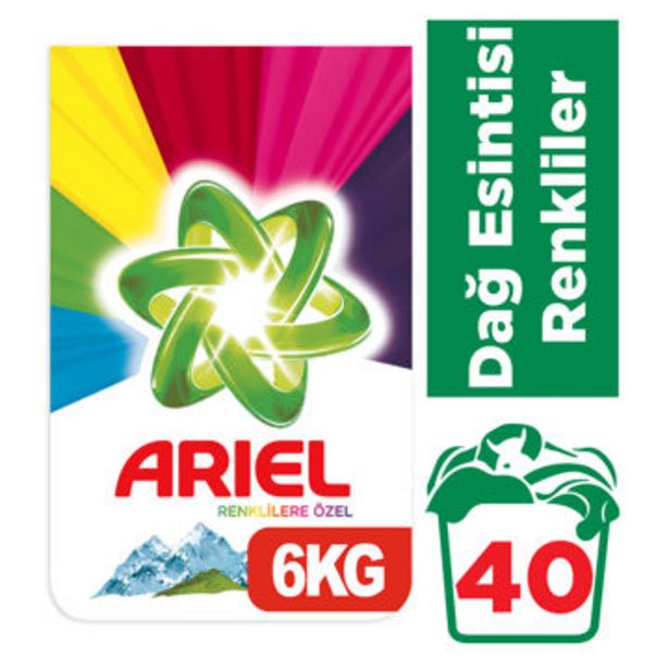 Gürmar içinde 85,9 TL fiyatına Ariel Parlak Renkler Toz Çamaşır Deterjanı 6 Kg fırsatı